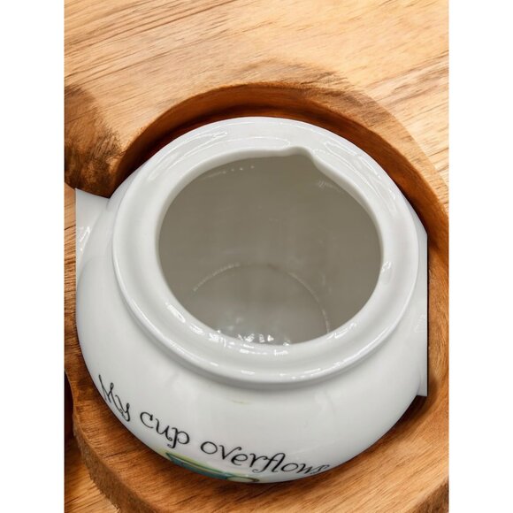 "My Cup Overflows with Blessings" Ceramic Teapot 6" - Picture 7 of 11